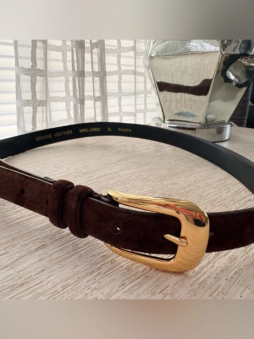 VTG Amanda Smith Brown Suede Leather Thin Belt Size XL